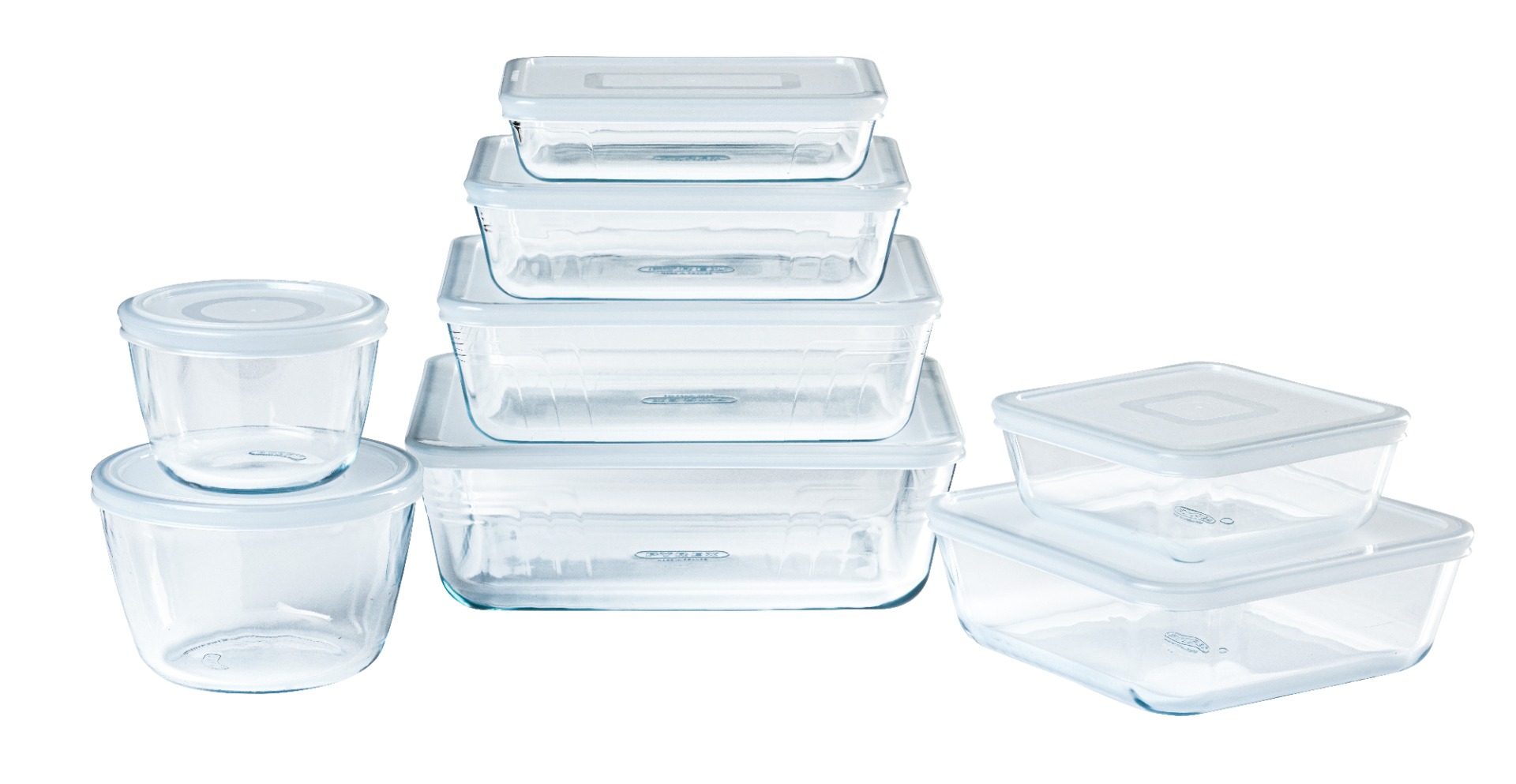 Pyrex cook & Freez - lot de 8 plats de conservation en verre rectangulaires avec couvercle 