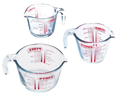 Pyrex Lot de 3 brocs mesureur en verre 