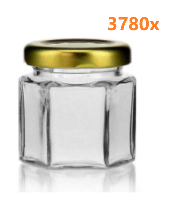 bocal hexagonal couvercle Twist Off 47 ml (par palette 15 x 252 sets) 
